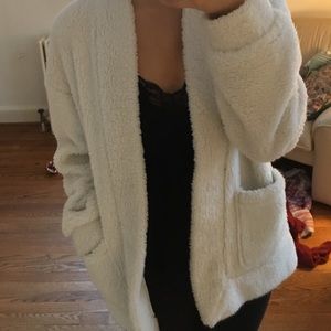 White fuzzy loft cardigan